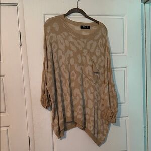 Blue B Beige Leopard-Print Scoop Neck Sweater